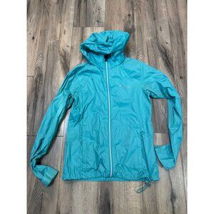 Columbia Womens Lightweight Turquoise Hooded Rain Jacket Windbreaker S